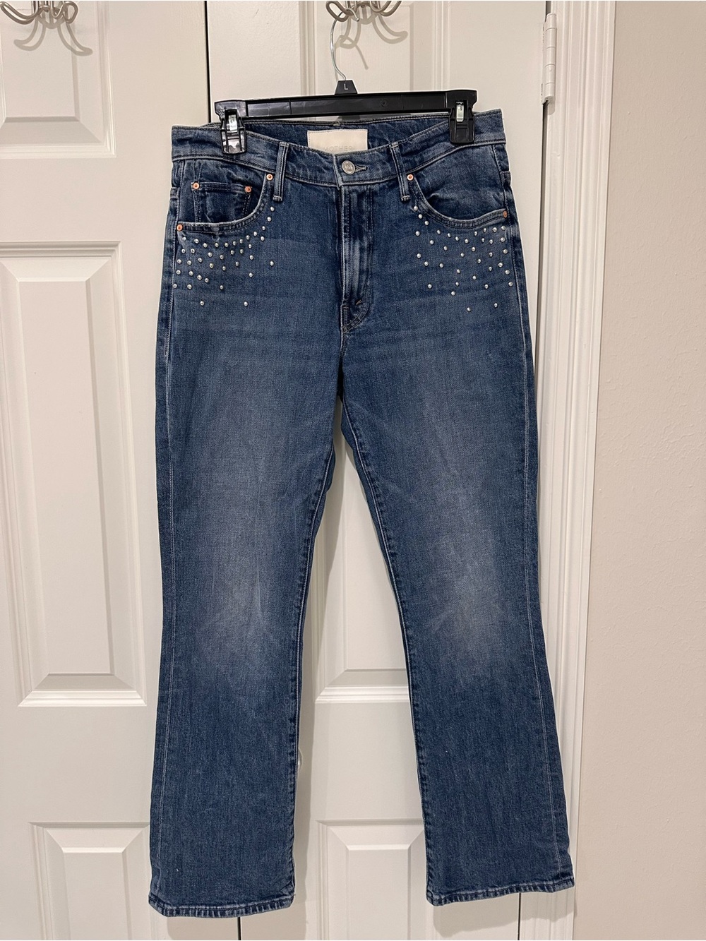 MOTHER The Insider Flood Dark Blue with Stud Accents